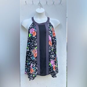 Torrid Georgette Floral Halter Blouse - Black and Multicolor Size 1X